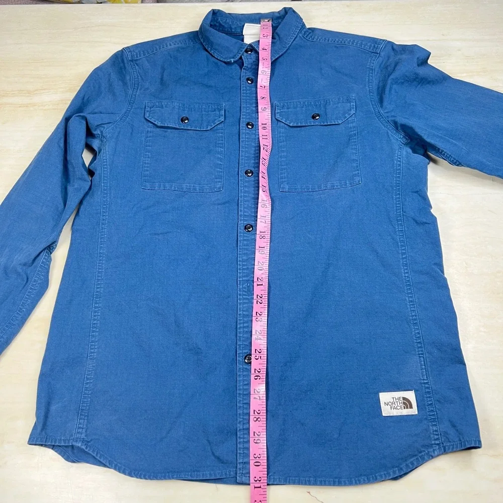 The North Face Mens Blue Ripstop Long Sleeve Button Down Utility Shirt Large